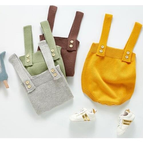 Spring Baby Boys Girls Sleeveless Rompers Jumpsuit Clothes Autumn Cute Kids Baby Boy Girl Braces Knit Clothes Rompers