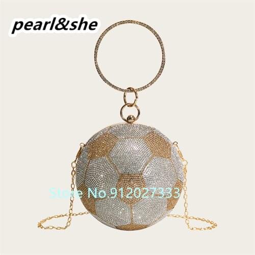 Dinner Purse Rhinestone Basketball Football Evening Bag Women New Designer Creative Round Ball Clutch High Quality Personality