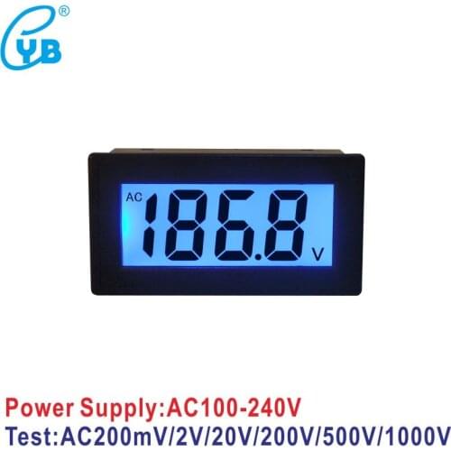 YB5135DB AC220V Power Supply LCD Digital Voltage Meter AC 100-240V AC Voltmeter Voltage Monitor LCD Blue Backlit D69 Volt Tester