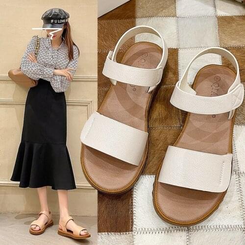 2021 Brand Summer Fashion Casual Shoes Women Sandals White Roman Style Gladiator Sandals Ladies Flat Sandals Plus Size 35-40