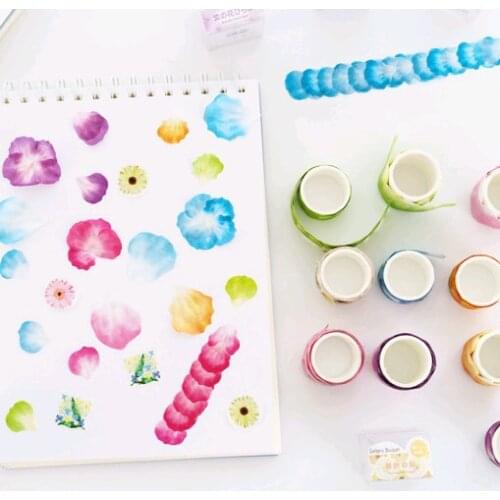 1pcs Watercolor sakura tape type hand account stickers Pocket fresh plant flower petals and paper tape