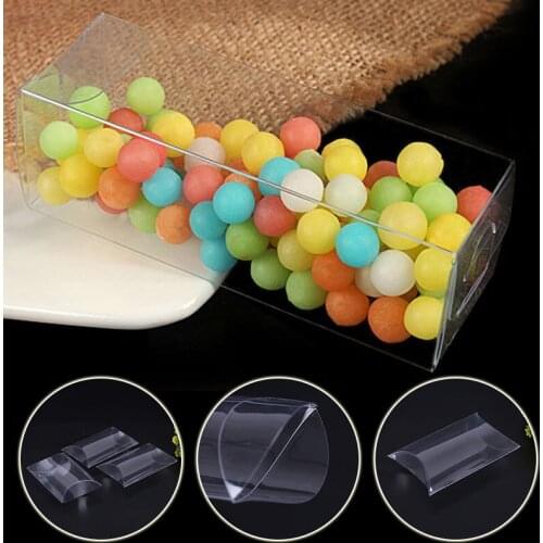 10Pcs Clear PVC Candy Box Transparent Pillow Shape Gift Package Display Box for Baby Shower Wedding Party Favor Decoration