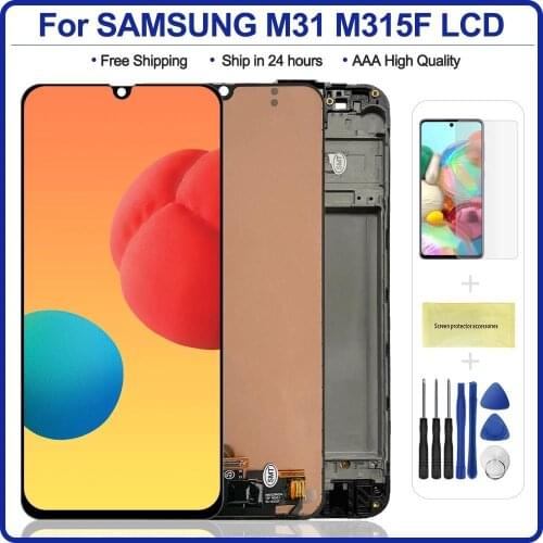 100% Original 6.4'' AMOLED Display for Samsung Galaxy M31 M315 M315F SM-M315F LCD Touch Screen Digitizer Assembly Repair Parts