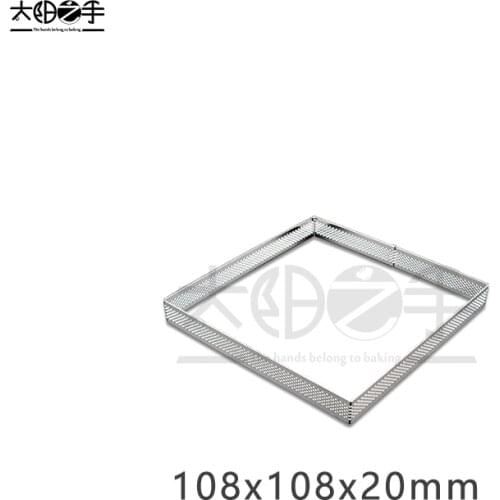 108x108x20mm Square Perforated Tart Ring 304 Stainless Steel Tart Ring Tartlet Mold Make Square Fruit Pie Egg Tart