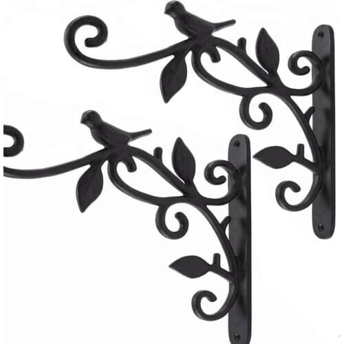 2 PCS Hanging Plant Hook Cast Iron Flower Basket Hooks Bracket Hanger for Bird Feeder Lantern Planters Pots Wind Chimes