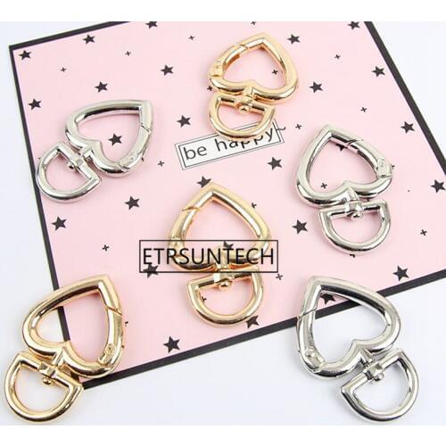 300pcs Heart Metal Buckles For Bag Handbag Strap Snap Hooks Keyring Dog Collar Swivel Trigger Clips DIY Leather Crafts