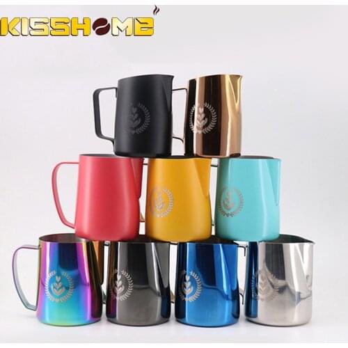 304Stainless Steel Frothing Pitcher Pull Flower Cup Latte Milk Jug Coffee Milk Mug Frother Milk Espresso Foaming Tool Coffeware