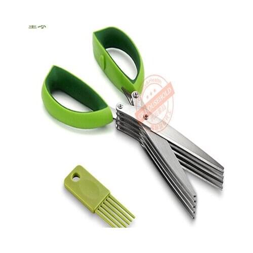 5 Layers Stainless Steel Kitchen Scissors Sushi Shredded Scallion Cut Herb Spices Kitchen Scissors
