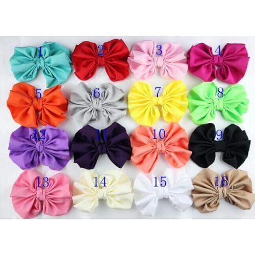 60pcs/lot,Large 5 inch Fabric Bows, Hair Chiffon Bows Without Clips, bow tie, Hair Accessory 16 Color