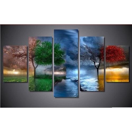 5d diy diamond painting four seasons trees cross stitch square diamonds full 3d diamond embroidery 5pcs/set needlework home arts