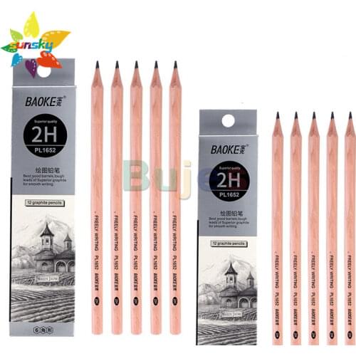 BAOKE Drawing and writing pencil Wooden pencil drawing office pencil multi gray multi hardness 12 pcs box set art supplies