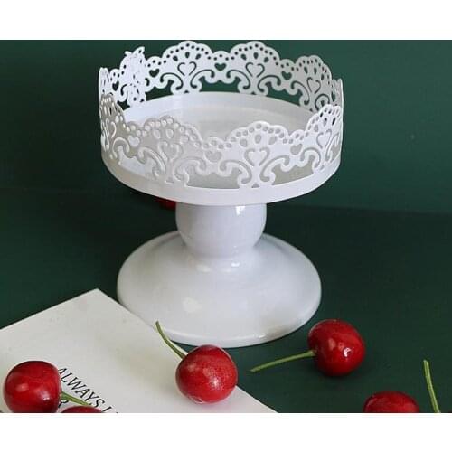 White Lace Iron Cake Stand Dessert Holder Pedestal for Party Wedding