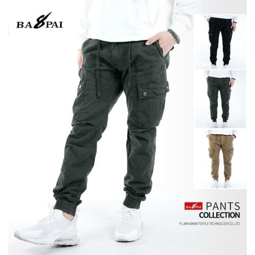 BAPAI New Mens Street Hip-hop Style Trousers Fashionable Thick Cargo Pants Outdoor Leisure Slim Pants