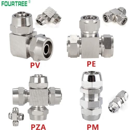PM PV PE PZA Pneumatic Quick Fitting Connector Copper Plated Nickel For Hose Tube OD 4 6 8 10 12 14 16mm Fast Joint Connection
