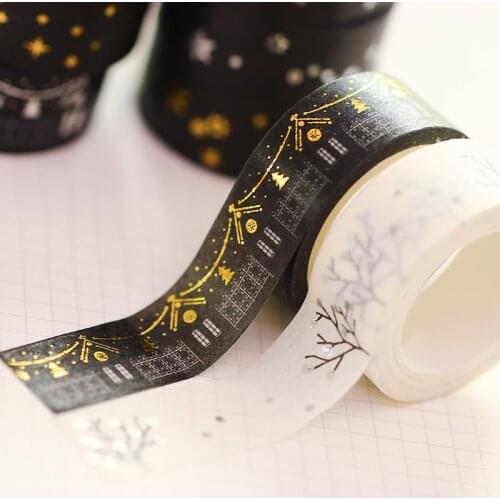 Diy Minimalist Black White Textured Paper Tape Pda Silver Small Fresh Floral Tape 5m Decorative Adhesive Tape Sticker Tape
