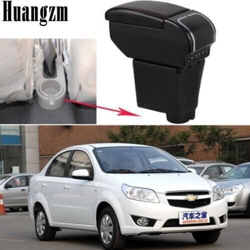 For Chevrolet Aveo T200 / T250 2002-2011 Rotatable Top Leather Center Console Storage Box Armrest Cup Arm Rest 2008 2009 2010