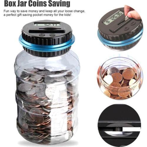 Electronic Counting Piggy Bank Coin Money Saving Box Jar For USD EURO GBP Money