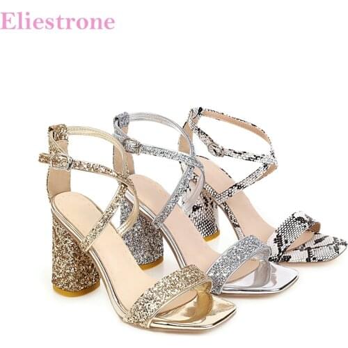 Brand New Fashion Silver White Women Dress Sandals Sexy Glitter High Heel Office Lady Shoes Plus Big Size 10 43 46 48