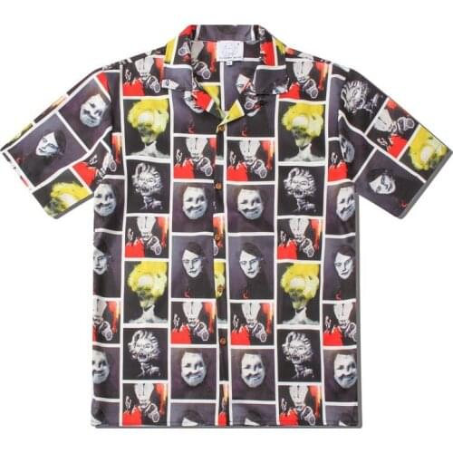 Horror 3d Image All Over Print Casual Beach Shirt Man Summer Short Sleeve Hip Hop Street Shirts Japanese Loose Urban Clothes Men