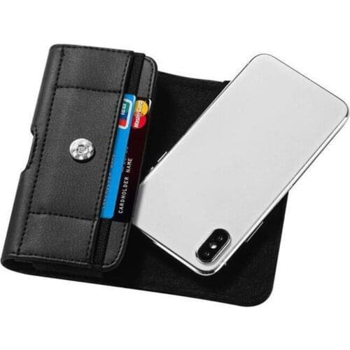 PU Leather Horizontal Waist Belt Clip Pouch Phone Bag For Men