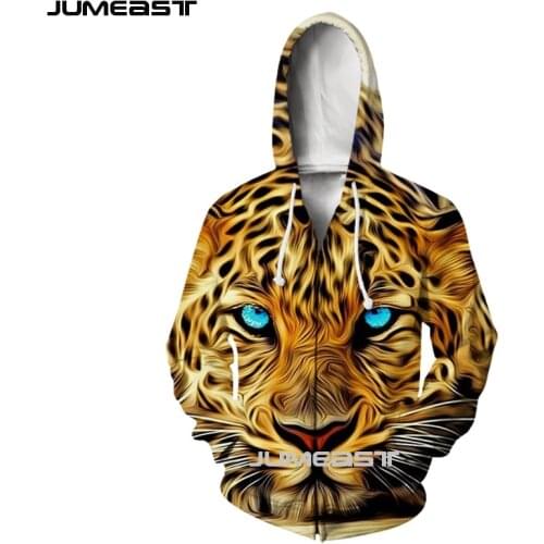 Jumeast Brand Men Women 3D Printed Tiger Lion Wolf Long Sleeve Jacket Sport Pullover Fashion Spring Zipper Hoodies