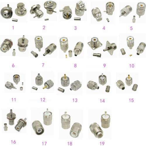 1pce Connector UHF PL259 SO239 Male plug & Female Crimp RG174 RG316 / RG58 RG142 LMR195 / RG8X LMR240 / RG5 RG6 / RG8 LMR400