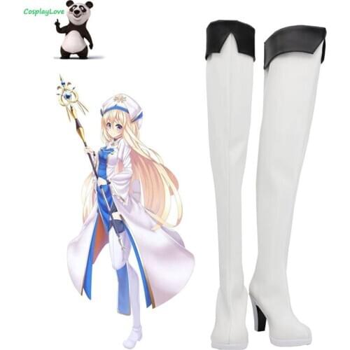 CosplayLove Goblin Slayer Priestess White Shoes Cosplay Long Boots Leather Custom Made
