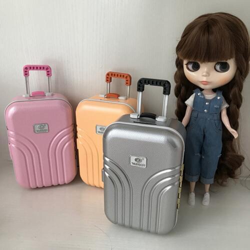1/6 Scale Dollhouse Miniature Travel Suitcase Luggage Case for Blythe BJD Salon Azone Pullip Fashion Dolls Accessories