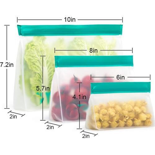 Kitchen Organizer for Sandwich Fruits Vegetables Reusable PEVA 1Pcs Food Storage Bag with Ziplock Leakproof Transparent