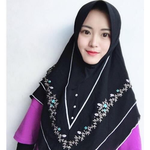 Muslim headscarf islamic three-layer chiffon embroidery jersey hijab Malaysian women summer shawl Hui nationality hijab scarf