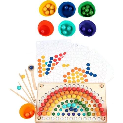 Coordination Puzzle Desktop Toy Rainbow Clip Beads Hand-Eye Children Early Education Board Games Educational Toys