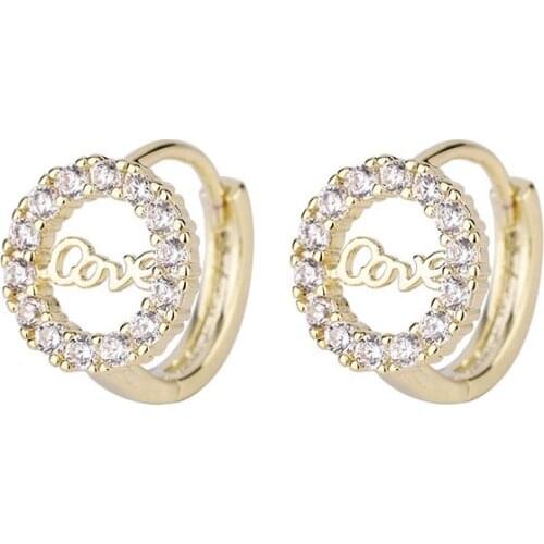 Small Unusual Earrings 2021 Gold Color Zircon Fashion Girls' Jewelry Love Ear Hoop Accessories For Women Gift Wholesale KCE014