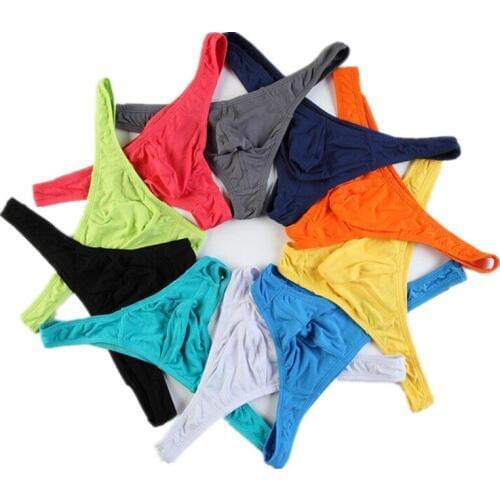 Wholesale Sexy Mens Underwear Modal Briefs Thongs Soft Bulge Pouch Underpants Slip Homme Mens Bikini Briefs Thong High Quality