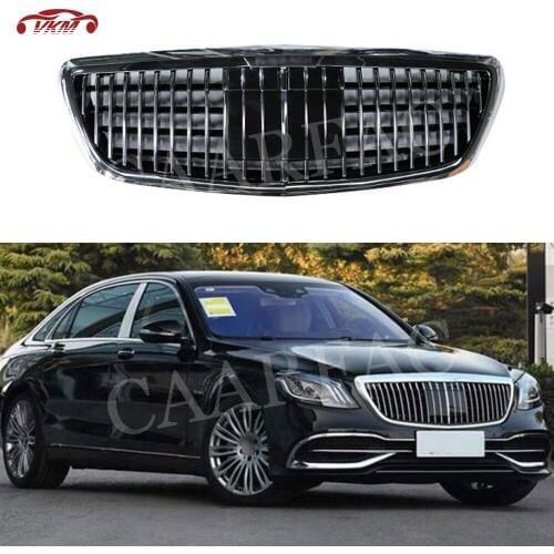 Front Bumper Grille Mesh Cover for Mercedes Benz S Class W222 S320 S350 S400 S560 S600 S680 S65 2014-2019 ABS Grill Car Styling