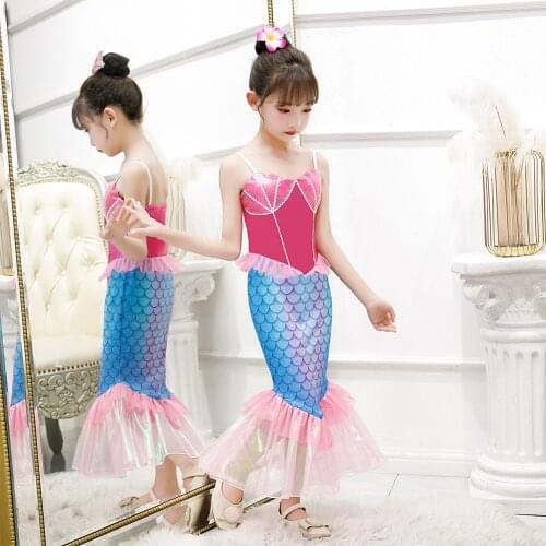 2021 Summer Baby Girls Clothes Mermaid Dress Kids Little Girls Dresses Princess Cosplay Birthday Halloween Party Costume