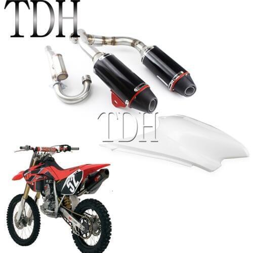 Complete Dual Muffler Exhaust System Twin Pipe Silencer with Rear Air Cover For Honda CRF150F CRF230F 2003-2016 Dirt Bike Enduro