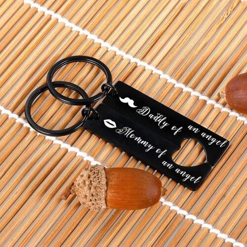 Loss Memorial Keychain 2PCS Remembrance Keychain Set Mommy of an Angel Daddy Keychain Set Loss of Baby Child Memorial Gift