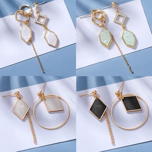 POXAM New Korean Gold Drop Earrings For women Acrylic Geometric Hanging Long Dangle Marble Earings 2020 Fashion Wedding Jewelry