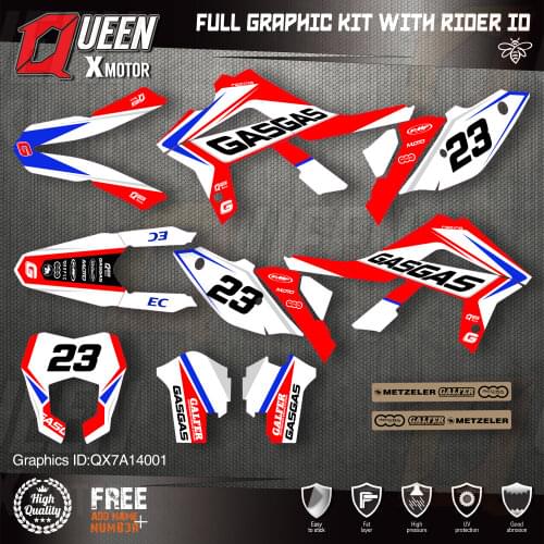 QUEEN X MOTOR Custom Team Graphics Backgrounds Decals 3M Stickers Kit For GASGAS 2014 2015 2016 2017 EC 001