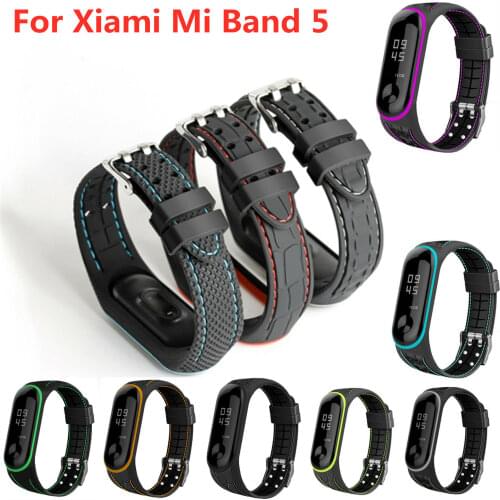 For Xiaomi Mi Band 5 Adjustable Buckle Soft Silicone Strap Wristband Bracelet Watch Band Replacement For miband 5 Wrist Strap