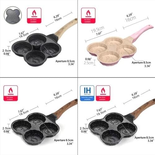 4-Hole Omelette Pan, Non-Stick, for burgers, Eggs, Ham, Pancakes, Pans,Breakfast