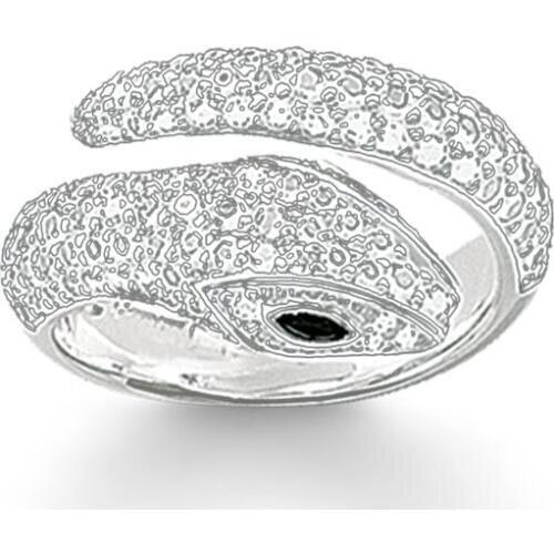 Silver White CZ Pave Openable Snake Rings, European Thomas Style Ring Jewelry Open Mouth White Snake Ring Gift for Women Men