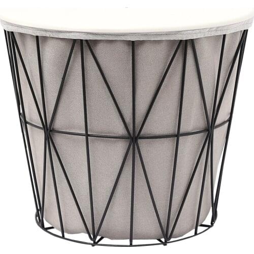 Zq Nordic Iron Side Table Small Coffee Table Small round Corner Table Bedside Storage Basket Storage Basket