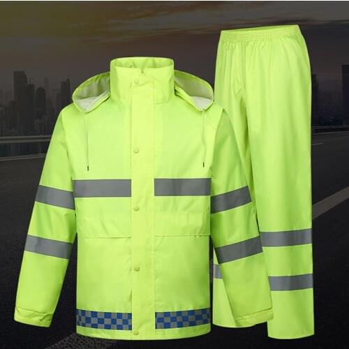 Reflective Cloth Waterproof Rain Coat For Motorcycle Riders Traffic Security High Visibility Safety Refecitive Strip