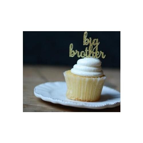 Big Brother Cupcake Topper - Pregnancy Announcement - Pregnancy Reveal Cupcake Toppers baby shower birthday party food picks