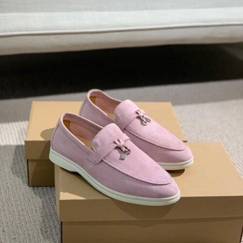 Women casual shoes genuine leather Suede loafers flat shoes classic design Men walk shoes