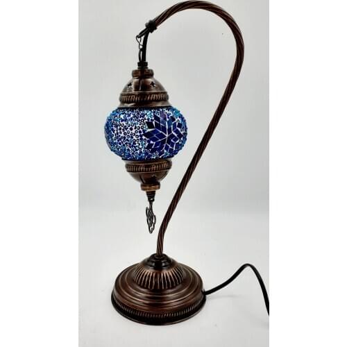 Turkish Table Lamp Mosaic Glass Bedside Table Lamp Moroccan Lantern Tiffany Style Night Lights with Bronze Base for Living Room