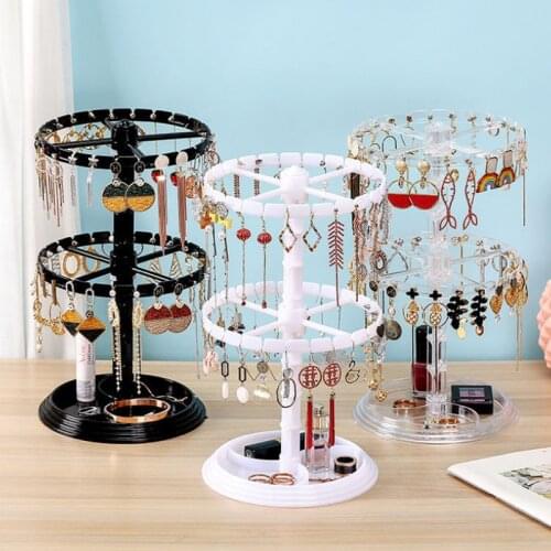 Rotating Jewelry Organizer Plastic Jewelry Display Stand Rack Clear Jewelry Dish Holder for Earrings Necklace Bracelet Pendant