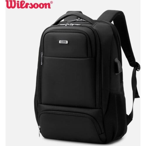 Wiersoon 27L Large Capacity Fashion Men Backpacks 15.6 Inch Laptop Backpack USB Charging Business Travel Waterproof Backpack