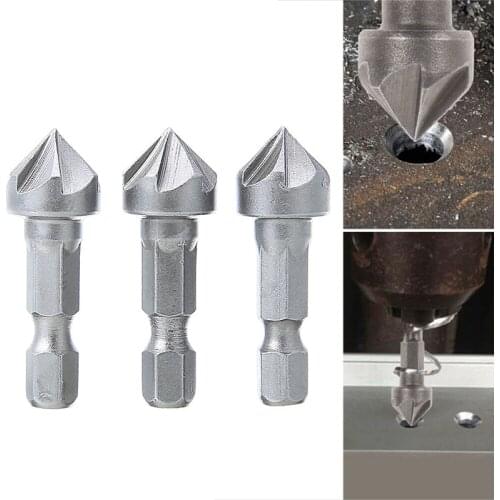 1pcs 90 Degree Countersink Drill Chamfer Bit 1/4" Hex Shank Carpentry Woodworking Angle Point Bevel Cutting Cutter Remove Tools